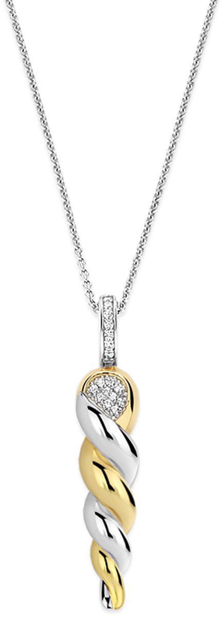 TI SENTO Dames Hanger - 925 zilver - Zirkonia met geel verguld - 6845ZY