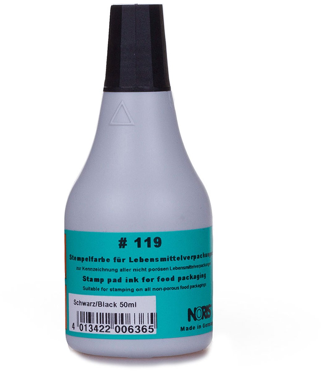 Sneldrogend Voedselverpakkingsinkt | Zwart | Noris # 119 | 50ml