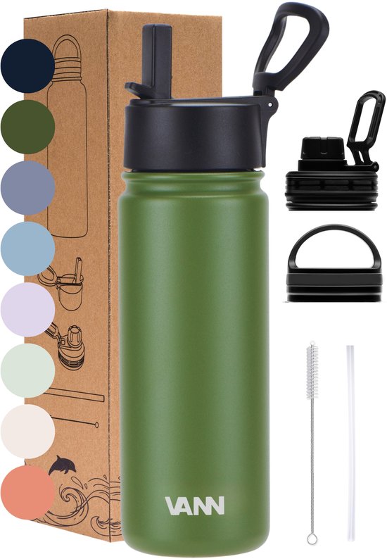 Gourde Isotherme 750 Ml, Sans BPA, Sport, 24h Froid & 12h Chaud, Inox, Anti Fuite, Bouteille Facile à Transporter, Pour Camping, École, Running, Yoga