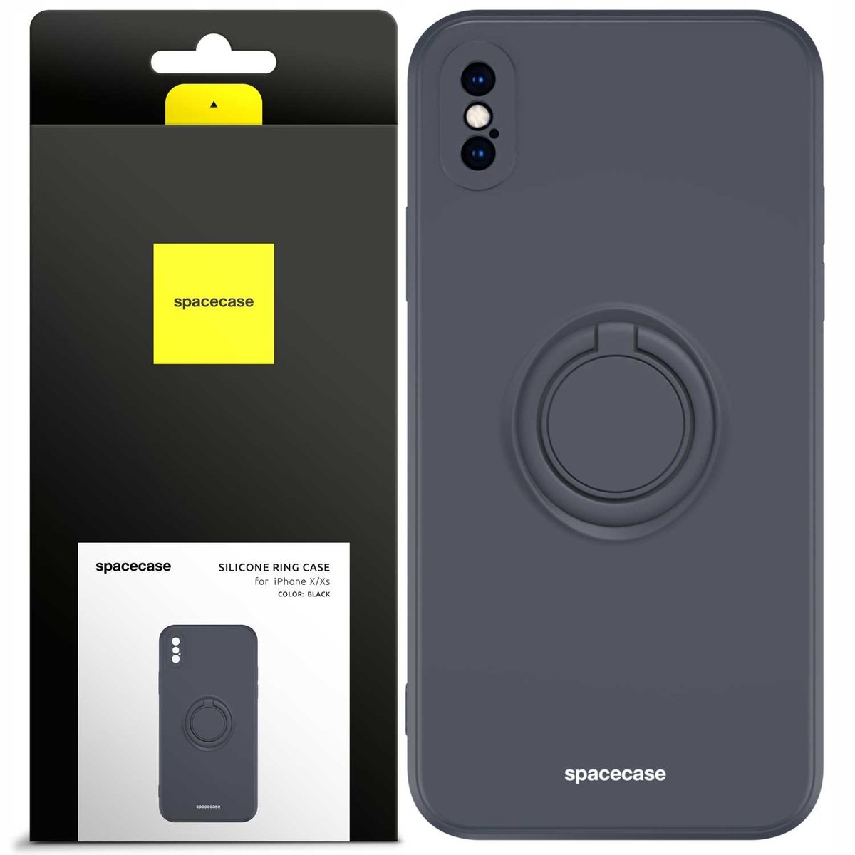 Spacecase Siliconen Ringcase Voor Iphone X Xs Zwarte Case Cover