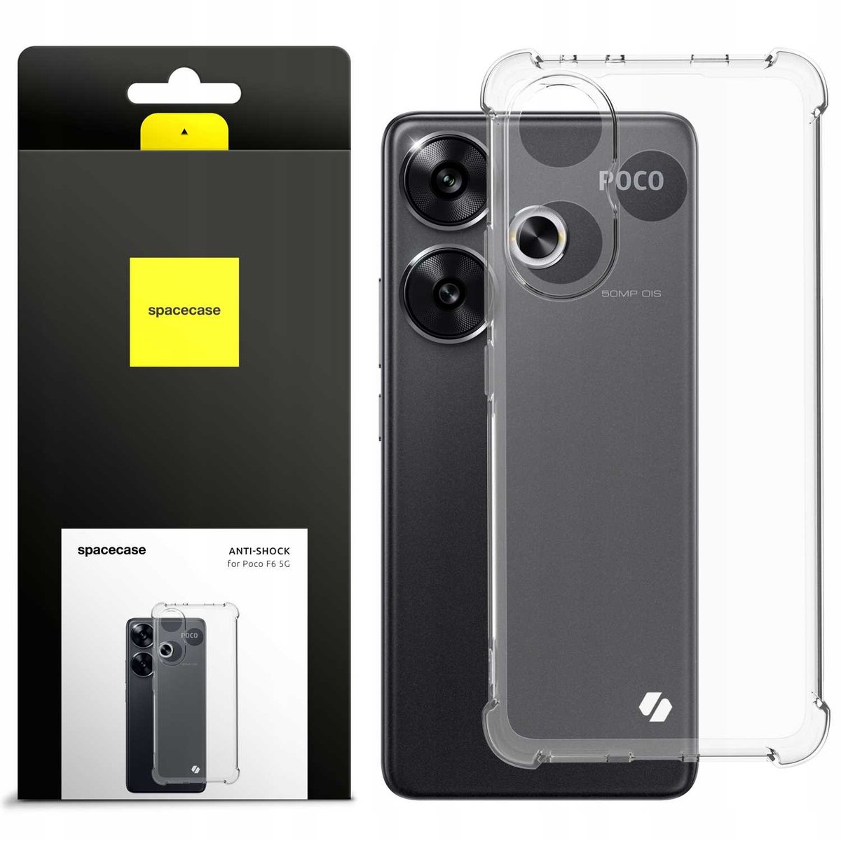 Spacecase Anti-Shock Case Voor Poco F6 5G Beschermglas