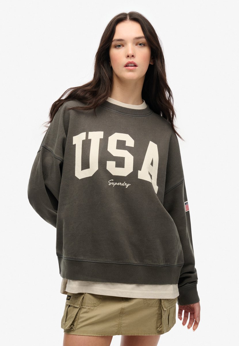 Superdry Athletic Essentials relaxed sweatshirt met ronde hals Dames Truien Zwart