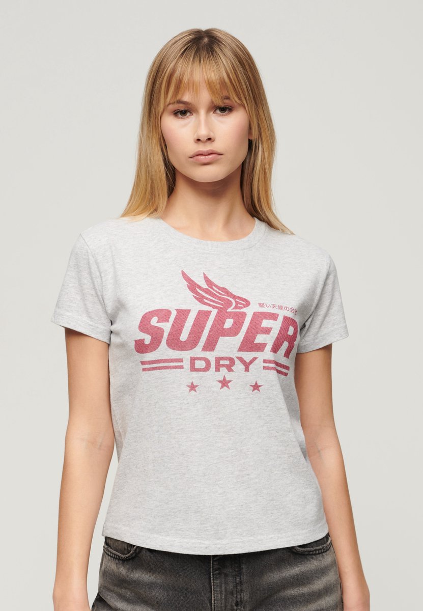 Superdry T-shirt met Archive Kiss-print Dames T-shirts Grijs