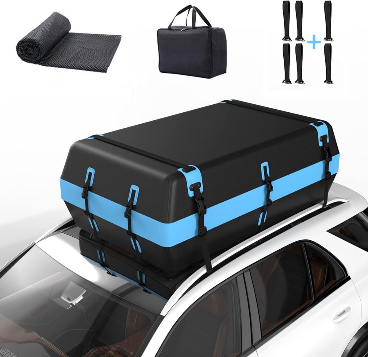Opvouwbare Dakkoffer voor Auto's en SUV's - 595 Liter Waterdichte Bagagebox met Antislipmat