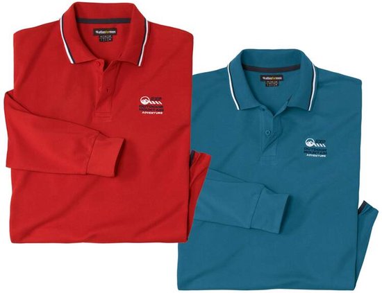 ATLAS FOR MEN - Set van 2 authentieke piqué polo’s - Heren - Verkrijgbaar in grote maten - 4XL