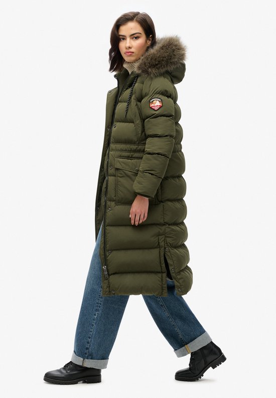 Superdry - Lange Everest jas met imitatiebont - Dames - Gewatteerde jassen