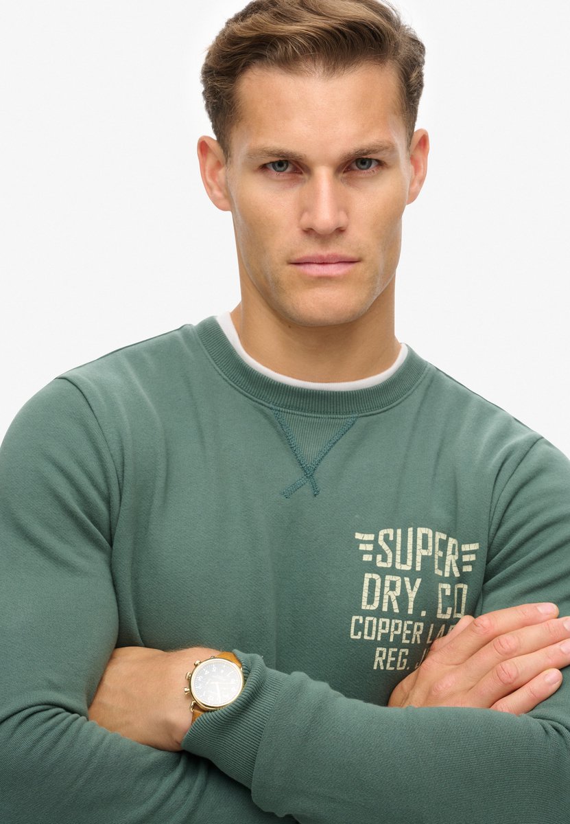Superdry Copper Label sweatshirt met ronde hals en afbeelding Heren Truien Groen