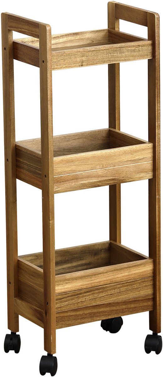 Tendance Opbergkast - hout - trolley - 3 vakken - 79 x 28,5 x 21 cm