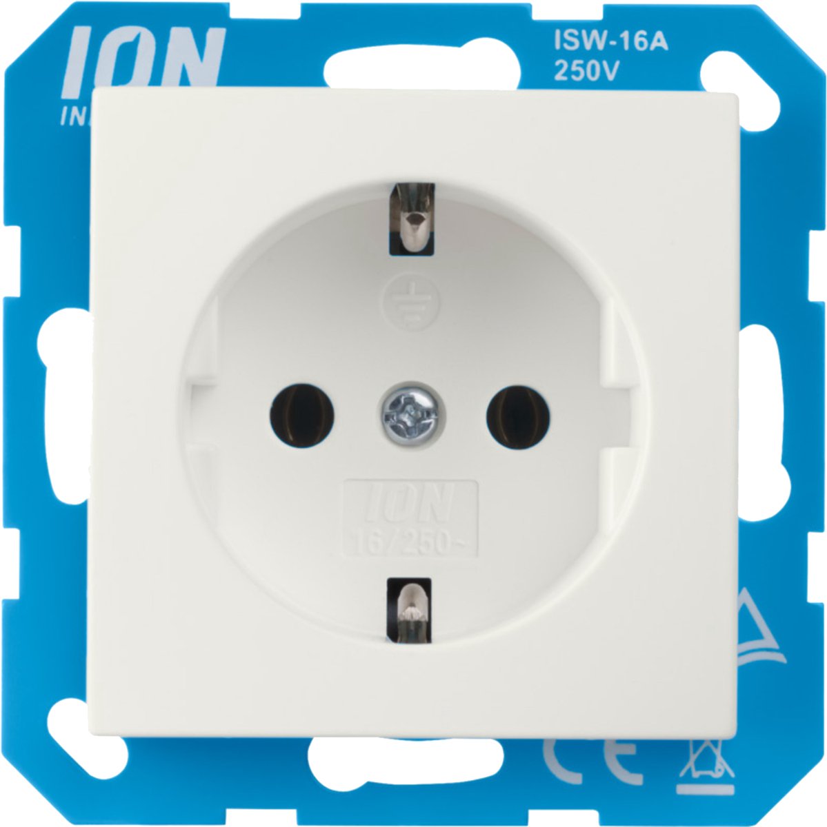 ION industries stopcontact met randaarde - E1 alpin wit glanzend (10.302.014) - wandcontactdoos