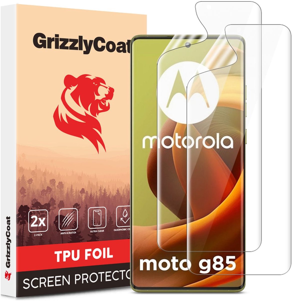 GrizzlyCoat Screenprotector geschikt voor Motorola Moto G85 Hydrogel TPU | GrizzlyCoat Screenprotector - Case Friendly (2-Pack)