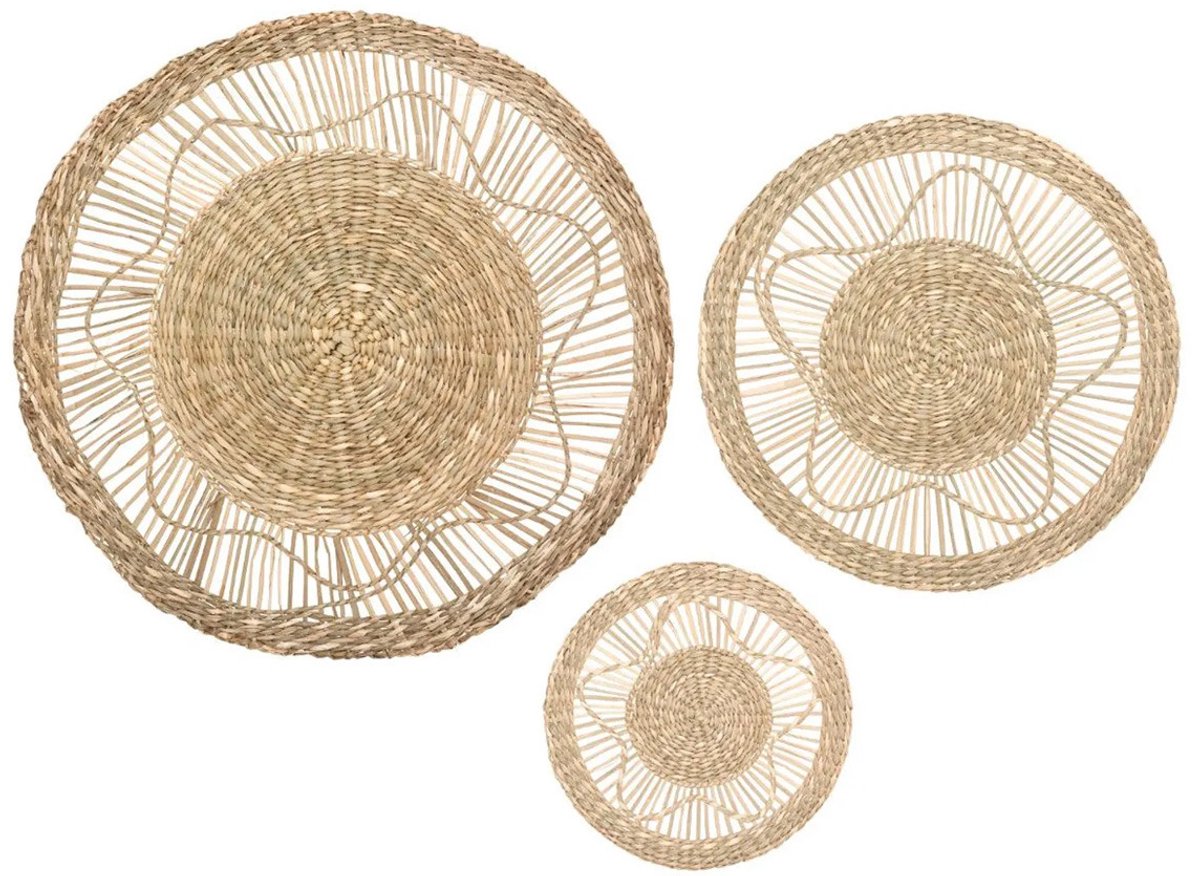 Trendoz Wanddecoratie set - 3-delig - rond - riet - bohemian/boho stijl