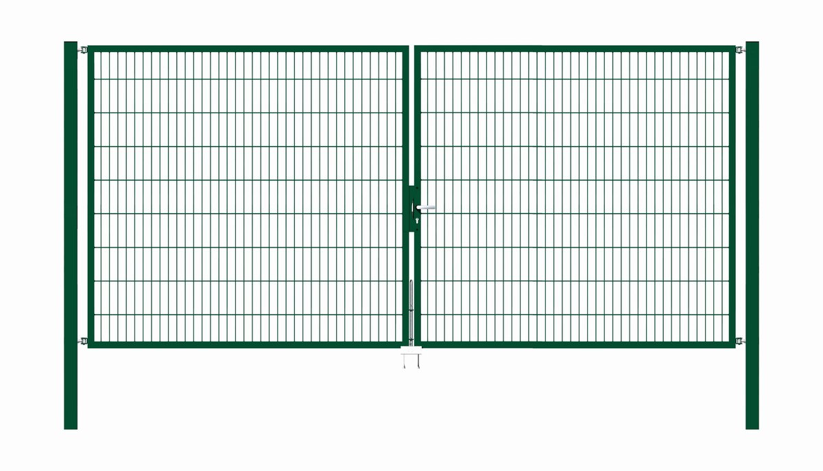 Alberts 649159 Dubbele poort Flexo met toebehoren, groen, breedte 400 cm, hoogte 180 cm