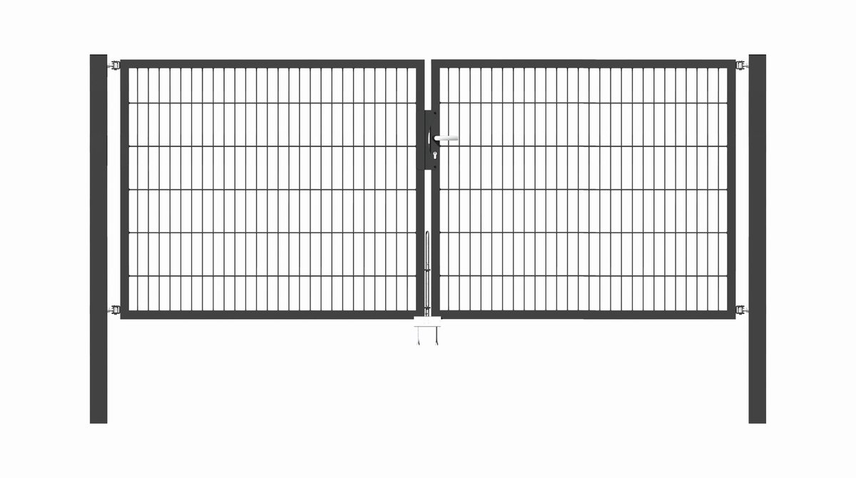 Alberts 650353 Dubbele poort Flexo met toebehoren, antraciet, breedte 300 cm, hoogte 120 cm