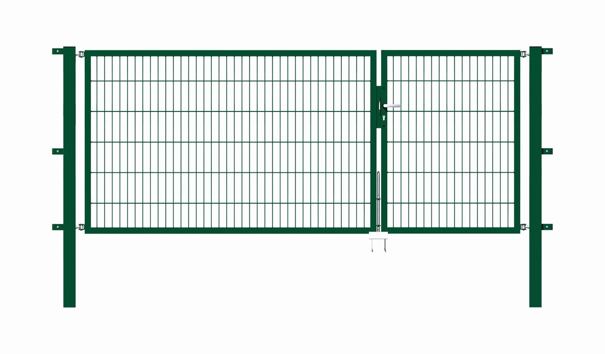 Alberts 646622 Dubbele poort Flexo met toebehoren, groen, breedte 100 + 200 cm, hoogte 120 cm