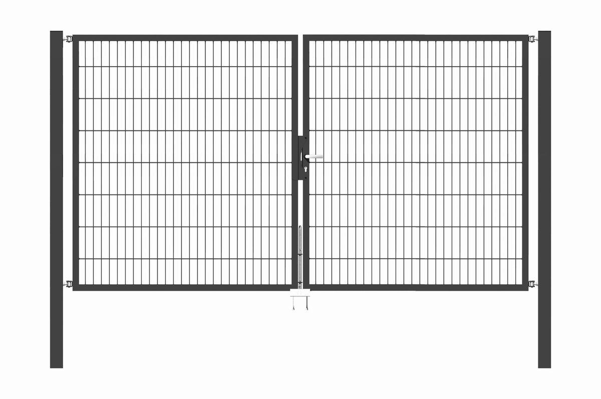 Alberts 650377 Dubbele poort Flexo met toebehoren, antraciet, breedte 300 cm, hoogte 160 cm