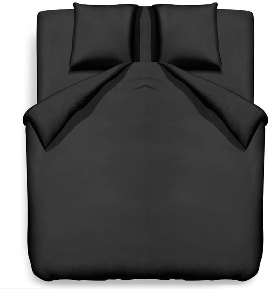 My Ninki ® Luxueuze Effen Zwarte Dekbedovertrek Set van Microvezel met Ritssluiting in 200x200 Formaat