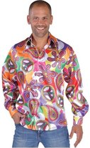 Hippie Kostuum | Lekker Aanwezig Jaren 70 Hemd Satijn Bob Man | XL | Carnaval kostuum | Verkleedkleding