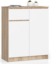 Commode AKORD K100 Béton façade Blanche 101 cm 2 portes 3 tiroirs