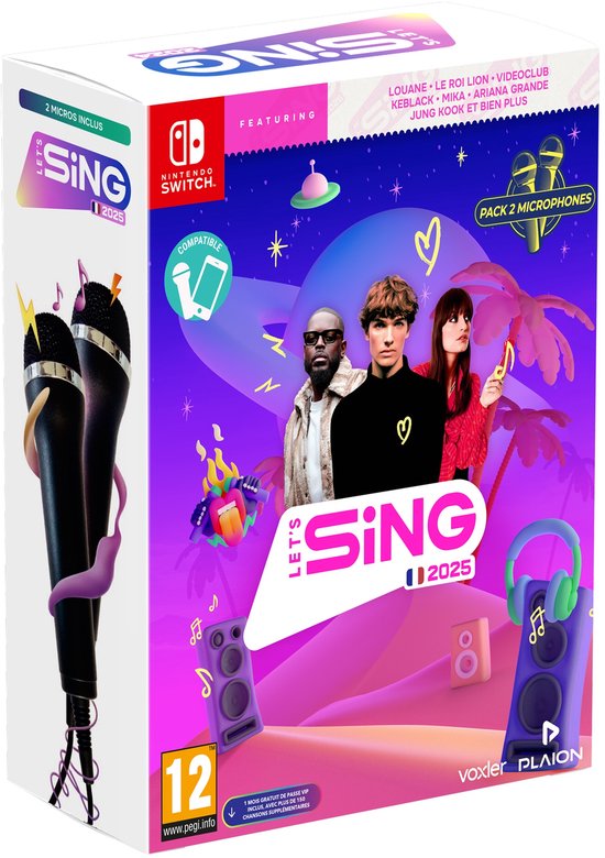 Let's Sing 2025 + 2 Microfoons - Franse Editie - Nintendo Switch