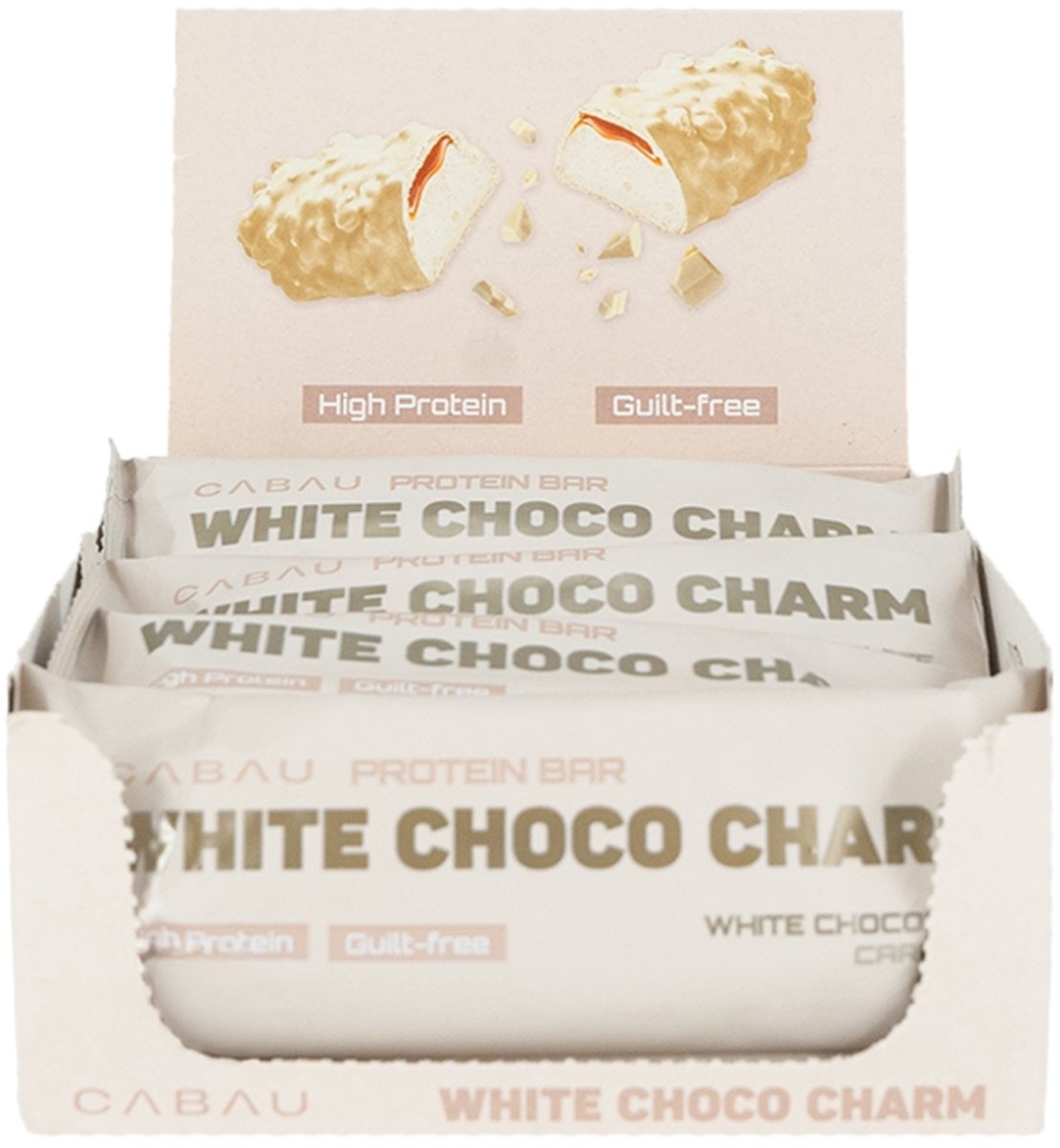 Goedkoopste Cabau Lifestyle Protein Bars - White Choco Charm - 19 gram eiwit per reep - Echte chocolade, crunchy & laag in calorieën - Eiwitrepen - 12 stuks - Verantwoorde snack - Romig & rijk van smaak - Verzadigd gevoel - Helpt bij spierherstel & spiergroei