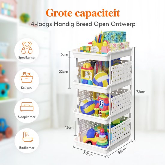 Opbergdoos Stapelbare Opbergrekken - Groentekast voor in de keuken - Zwart