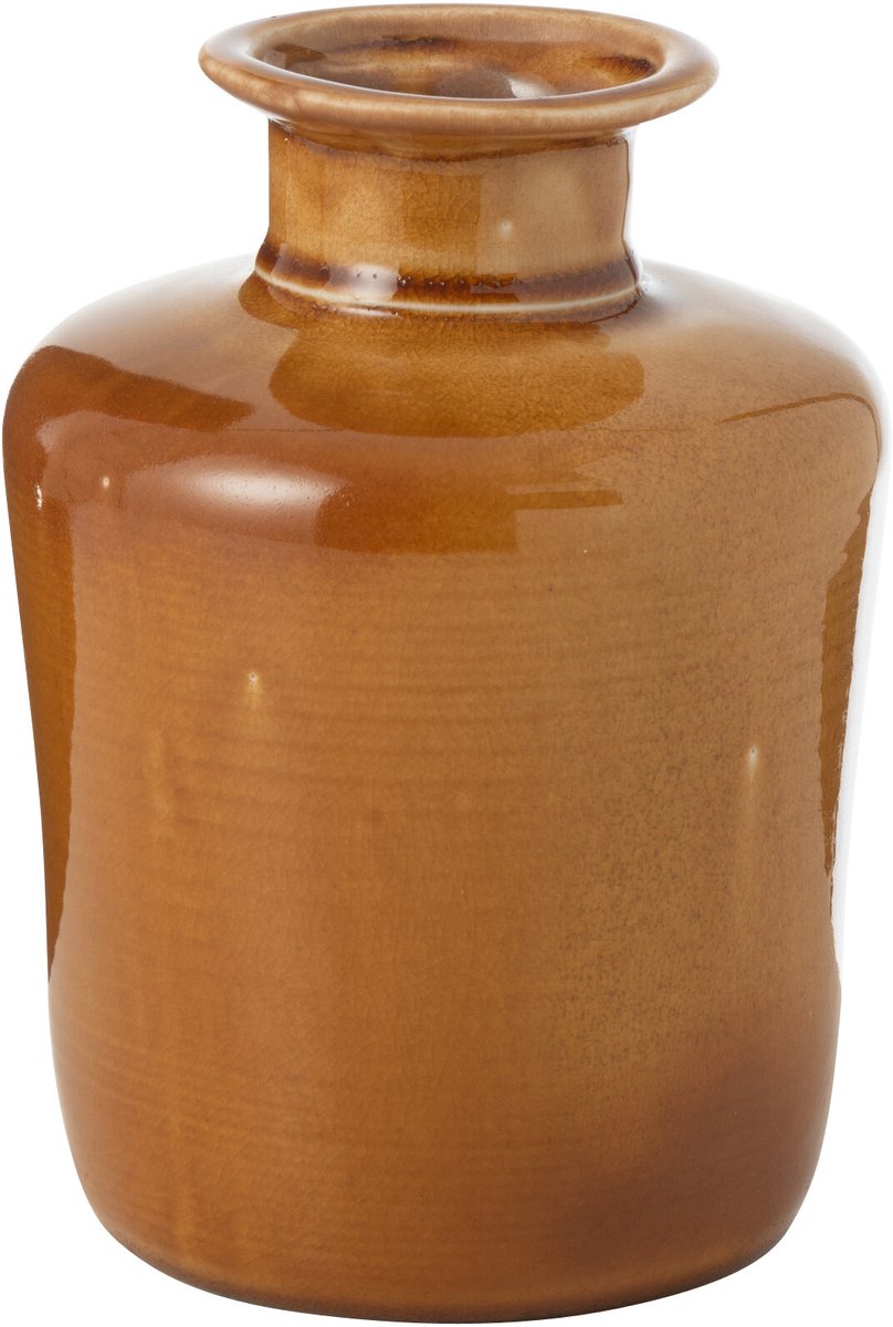 J-Line vaas Nova - porselein - mosterd - small - Ø 14.5 cm Oranje