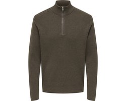 Only & Sons Ting Life Reg Half Zip Knit - Heren Polo - Coffee Bean