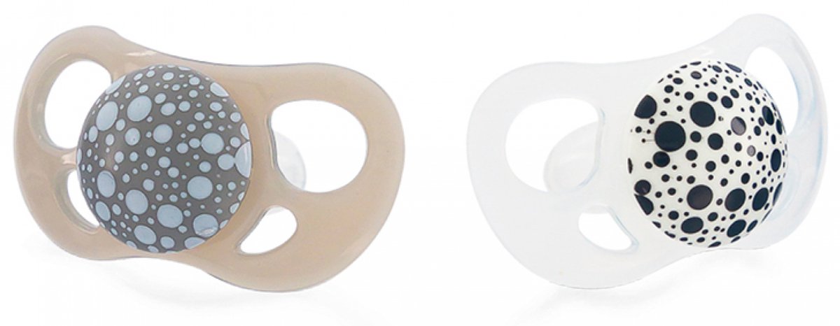 Twistshake Orthodontische Fopspeen Set van 2 Vanaf 6 Maanden (Kleur : Pastelgrijs / Wit)