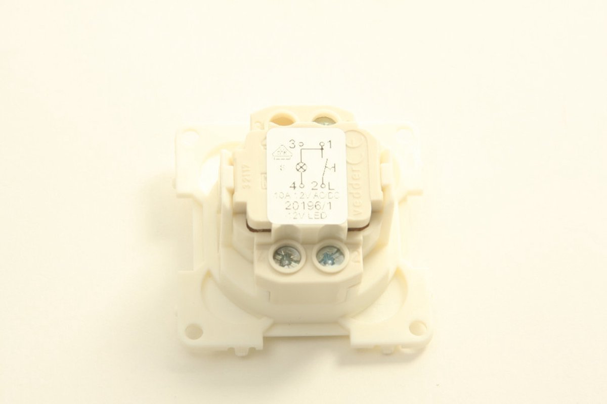 Presto Wipschakelaar met LED Lampje 12V 1-Polig Inbouw S-20.000 Wit