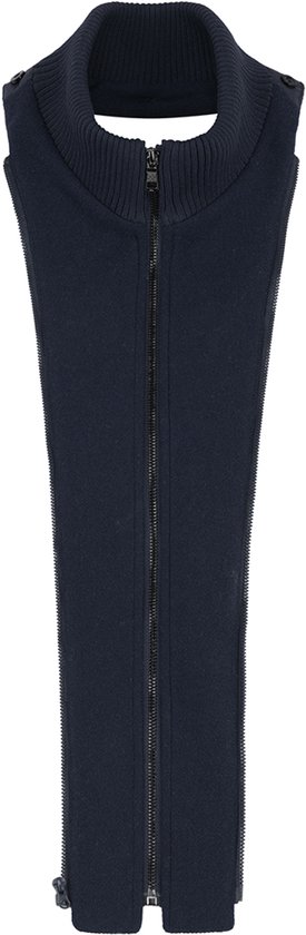 Donkerblauwe, losse sjaalkraag met ritssluiting.
