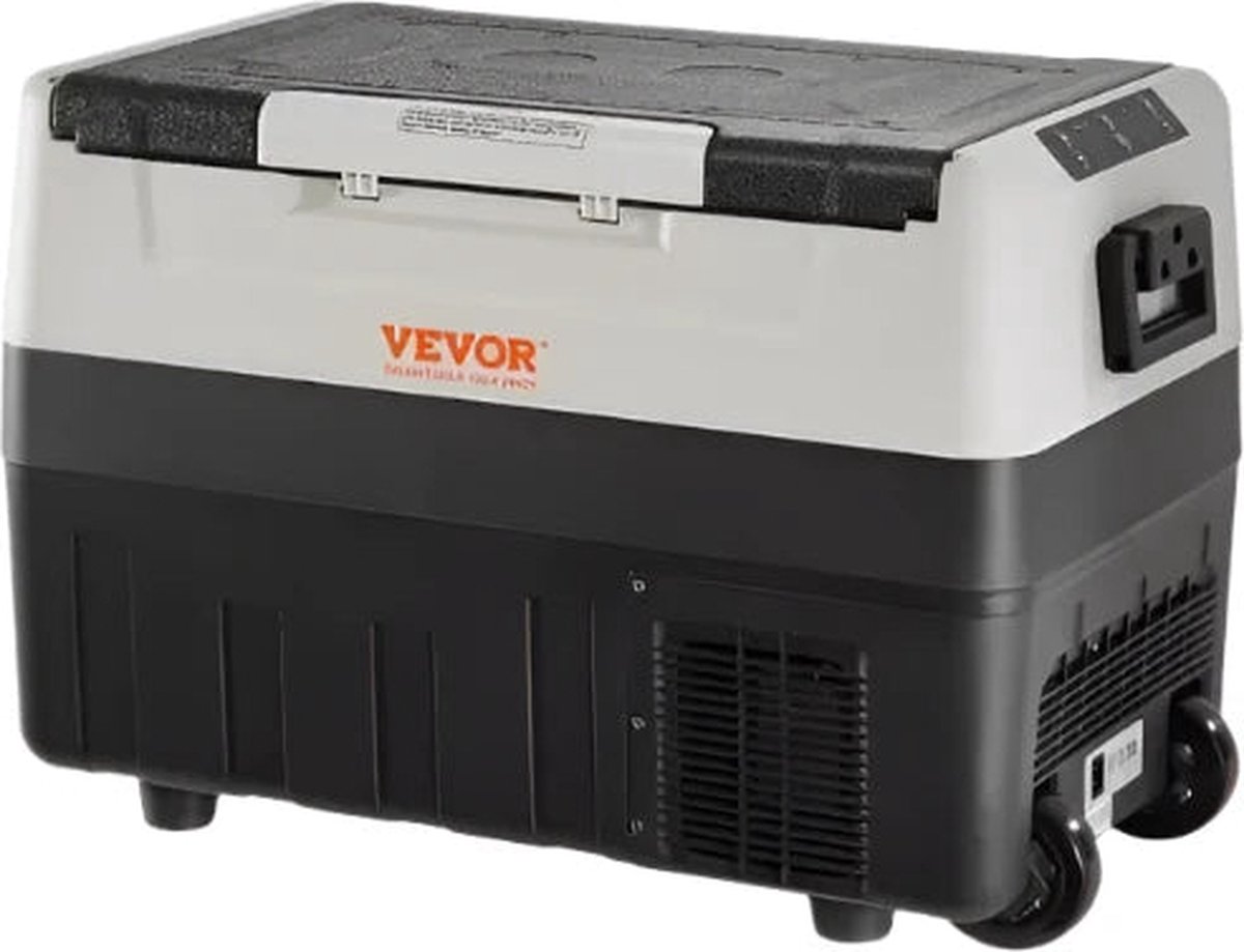 Mini koelkast - Mini koelkast voor drankjes - Mini auto koelkast - Draagbare compressor koelbox - voor kamperen - 55L - 12/24V DC - 110-240V - Grijs