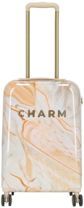 Charm London Marble Travel Handbagage Koffer - 54 cm - 32 liter - TSA slot - Crème