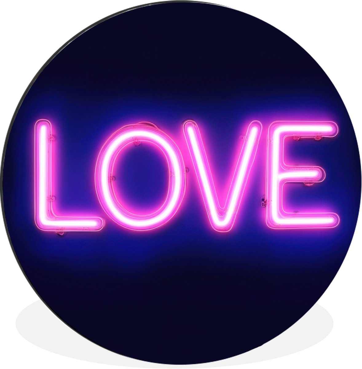 WallCircle Wandcirkel - Muurcirkel - Neon - Love - Valentijn - Aluminium - Dibond - 60x60 cm - Binnen en Buiten