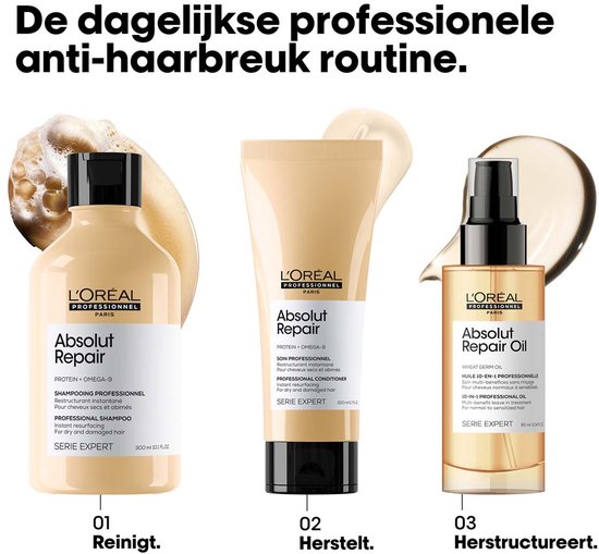 L’Oréal Professionnel Absolut Repair 10-in-1 Oil – Voedende en versterkende olie – Voor droog en beschadigd haar – 90 ml