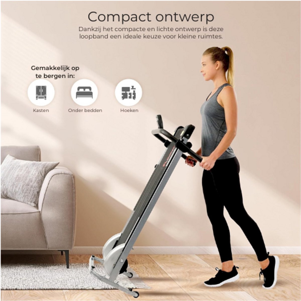Afbeelding 3 van Opvouwbare Mini Loopband - Handmatige Hardloopmachine - Compact Fitnessapparaat Voor Wandelen & Cardio - Ideaal Voor Thuis & Kantoor