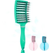 MOONIE'S® Anti Klit Haarborstel - Curved - Groen