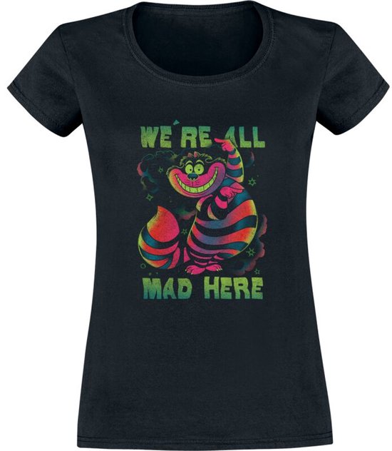 Alice In Wonderland Chesire Rainbow Dames T-shirt - zwart - XXL