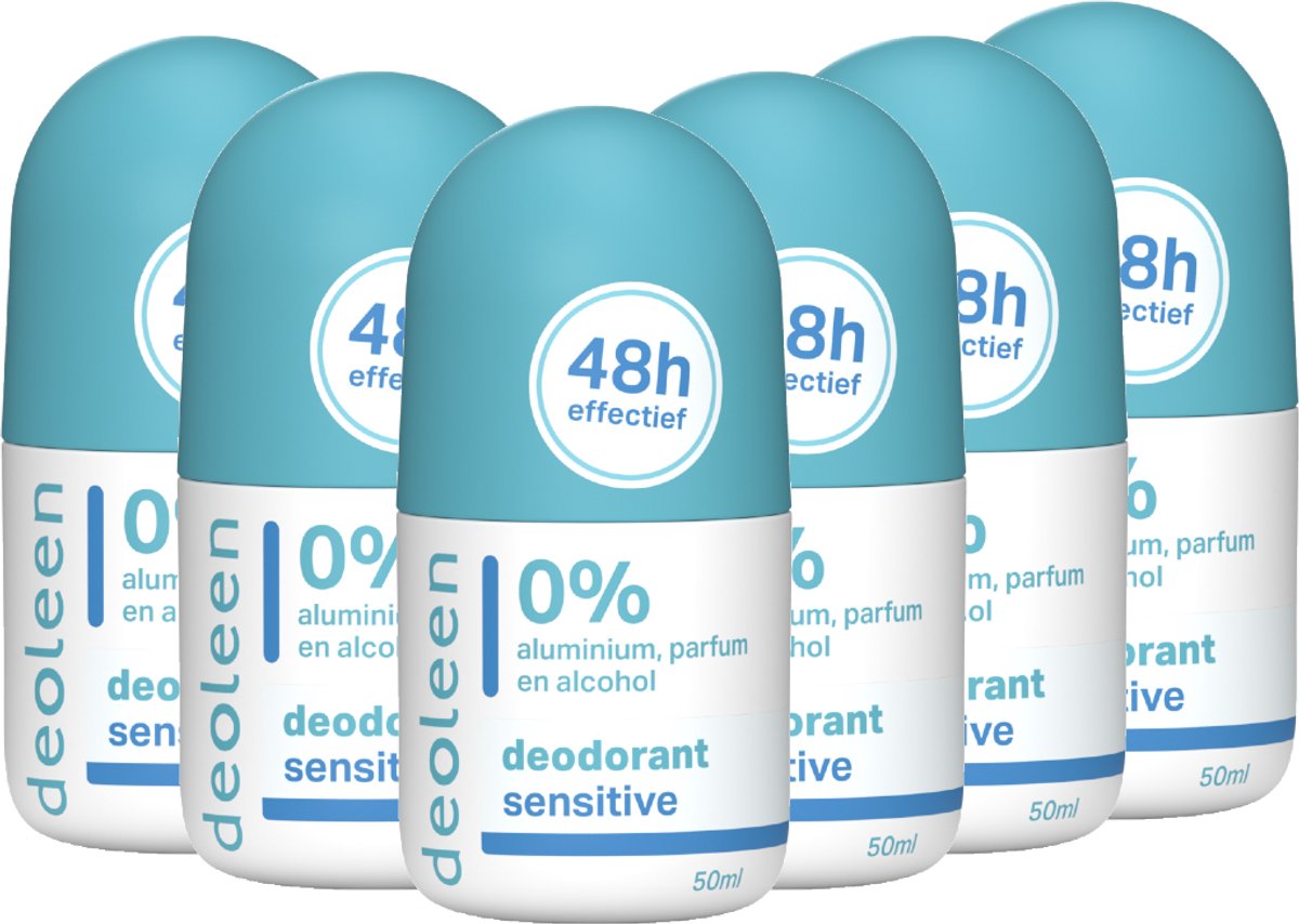 Goedkoopste Deoleen 0 aluminium - Roller Sensitive - Deodorant - 50 ml 6 pack