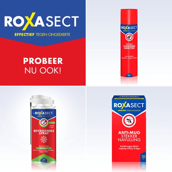 ROXASECT: spuitbus tegen vliegende insecten, bevriezingsspray, anti-mug stekker navulling 30ml.