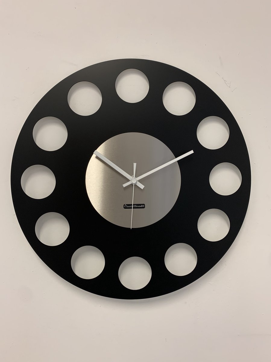 ChantalBrandO Wandklok MARAVAL Black & Silver XL Modern Design