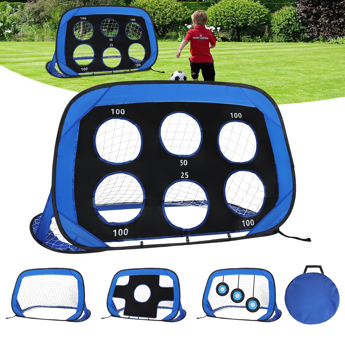 Voetbaldoel - 120x80x80 cm - Pop-Up Systeem Voetbalgoal - Opvouwbaar en Snelle Montage - Voetbal Training Doel - 1 Stuks