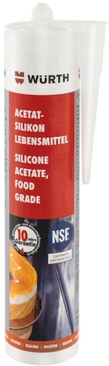 Wurth - Acetaat voedingsmiddelenkwaliteit - Levensmiddelen siliconenacetaat Inhoud 310 ml