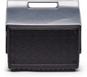 Zwarte Igloo Playmate koelbox met diamantplaatpatroon op de voorkant