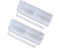 Goodivery ® Grote verpakking van 2 voederbakken, vogelvoeder voor het ophangen van vogelvoerdispenser, waterbak, lange waterruimte, bekerhouder, voederbak, kooi-accessoires voor vogels, papegaaien, wit