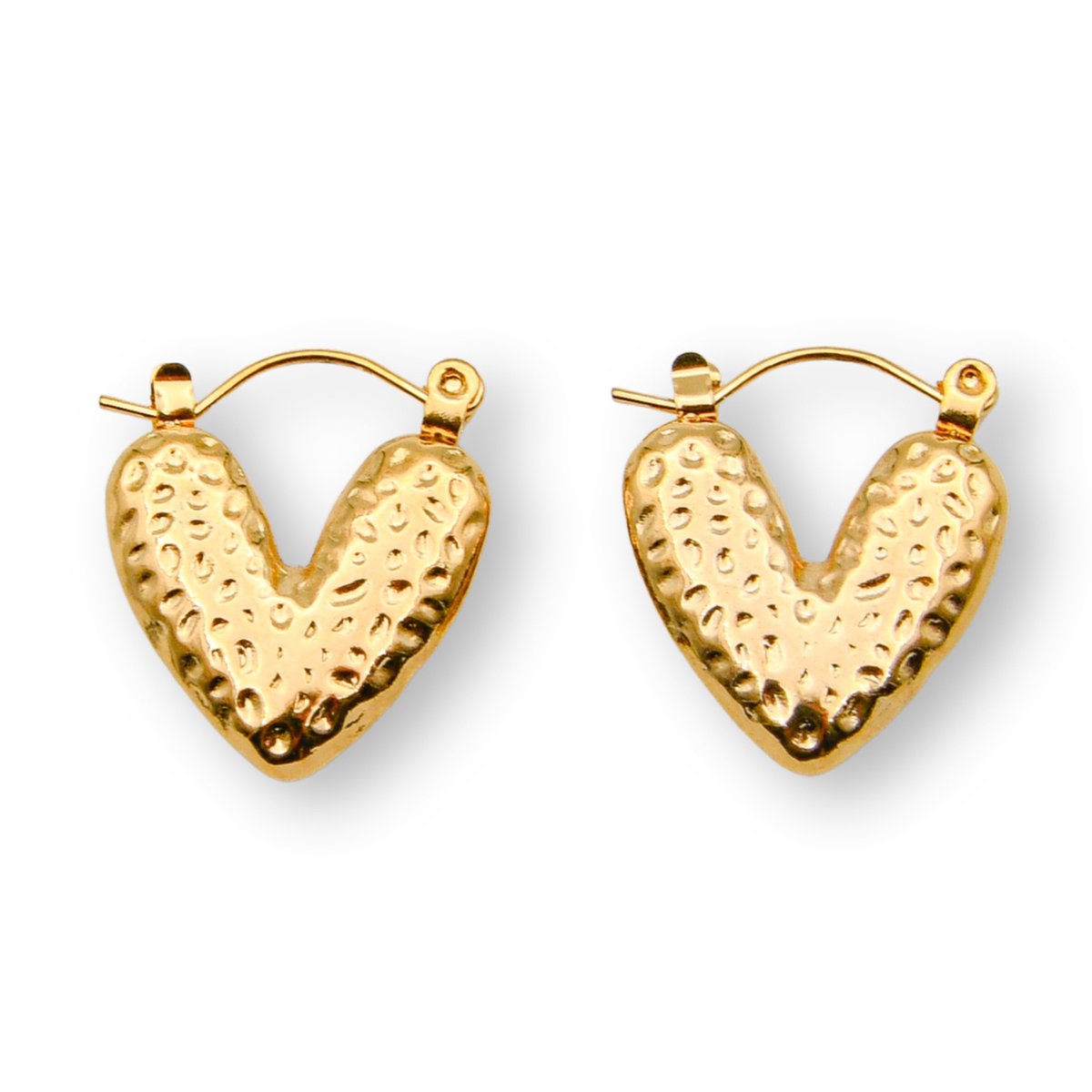 Marama - oorbellen Heart Gold - damesoorbellen - oorringen - titanium met gouden plating - hartje - cadeau - valentijn