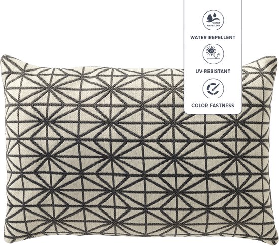 Dutch Décor NISA - Coussin d'extérieur 40x60 cm - déperlant et UV-résistant - Charcoal Gray - Anthracite