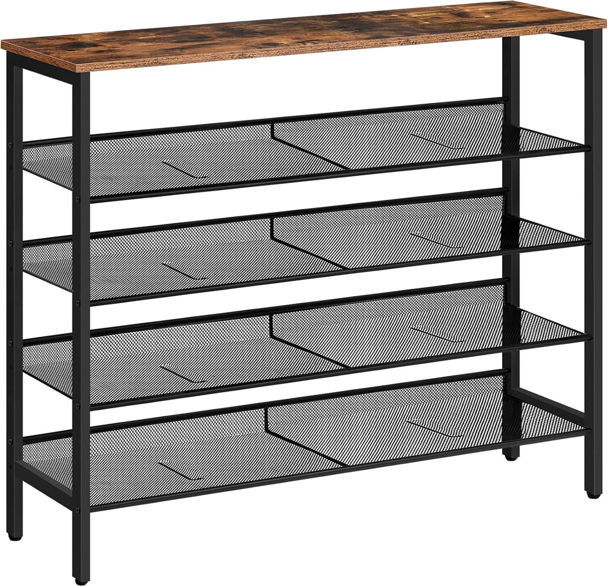 TRANKIELO® - Stijlvol Schoenenrek - 5-laags Schoenenkast – Vintage Bruin-Zwart - Verstelbaar en Multifunctioneel