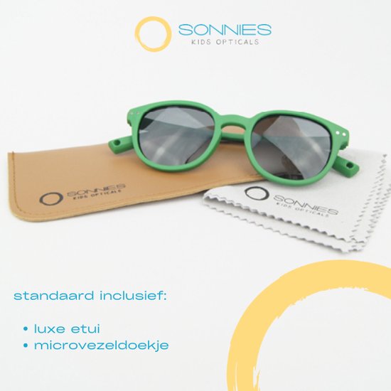 Sonnies - Kinder Zonnebril Livorno Verde - Leeftijd 7 jaar - 8 jaar - 9 jaar - 10 jaar - gepolariseerde glazen met UV400 bescherming - lichtgewicht - buigzaam & flexibel - jongens & meisjes - kinderzonnebril - Zonnebril Kind - kleur groen van Sonnies — afbeelding 3
