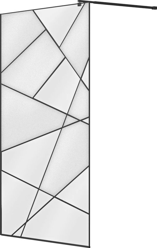 Vente-unique paroi de douche italienne effet graphique - Noir mat - 120 x 200 cm - TRISEO L 120 cm x H 200 cm x P 0,6 cm