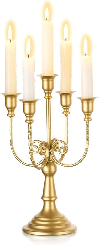 IJzeren 5-armige Kandelaar, Vintage Retro Decoratieve